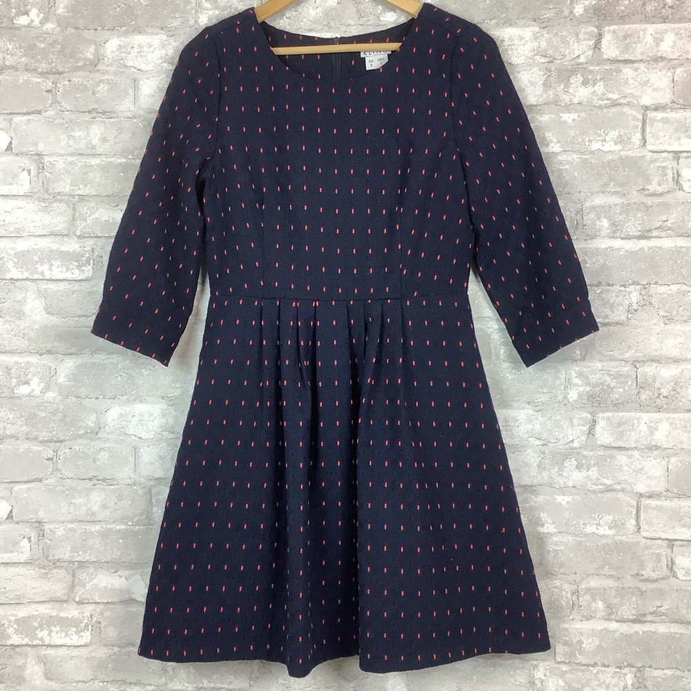 Kling 3/4 Sleeve Dress Navy Blue Sz Small